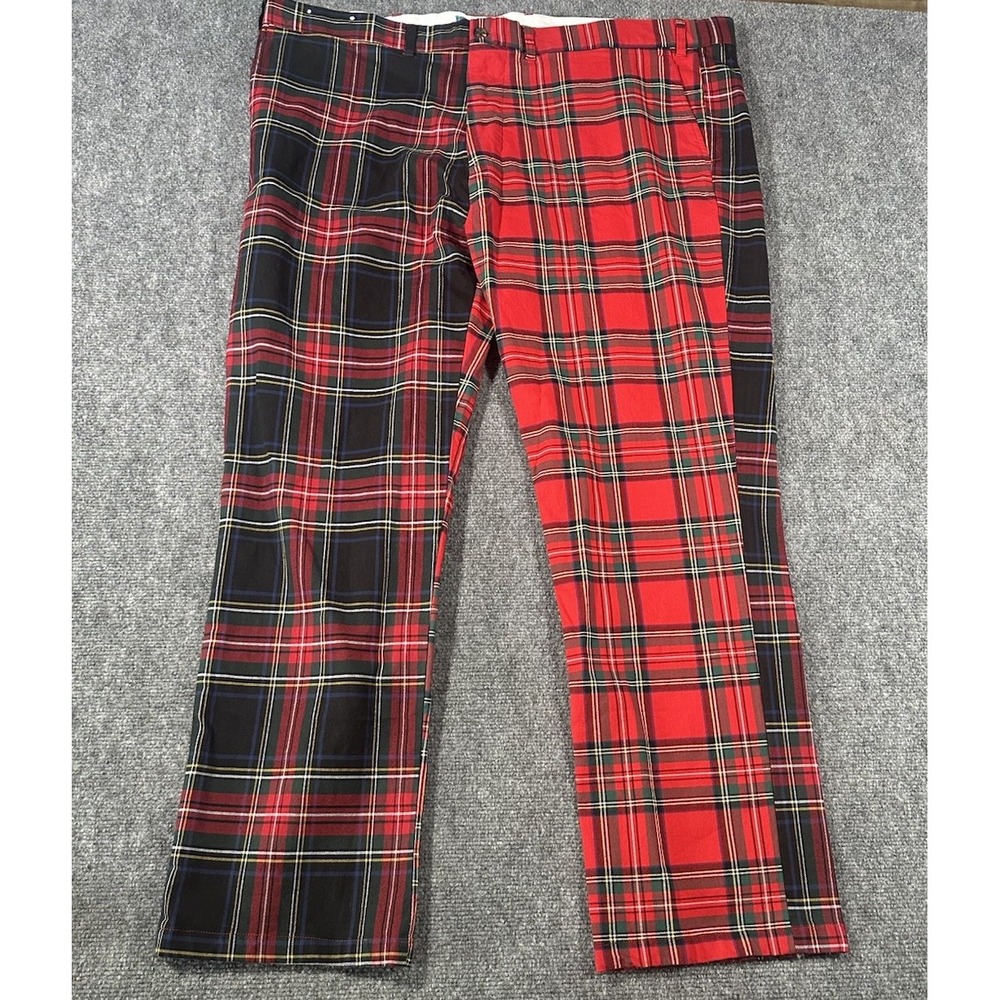 Castaway Nantucket Island Men's 44x32 Red Plaid Two Tone Golf Pants Tartan